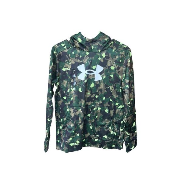 Under Armour Fleece Big Logo Printed Green Camo Size Youth large soccer baseball - Picture 1 of 3